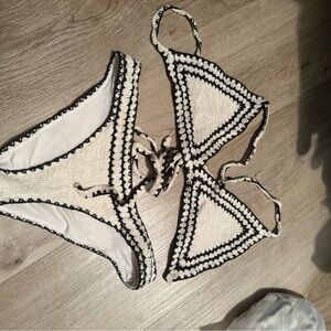 Crochet two Piece Swimsuit - Black and White